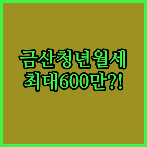 2026 금산군 청년월세지원 사업 신청 기간 및 소득 재산 기준