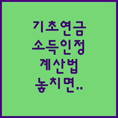 기초연금 소득인정액 계산과 제외 대상 체크 포인트