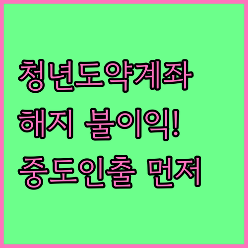 청년도약계좌 중도해지 불이익, 해지 전 중도인출과 납입 조정 먼저