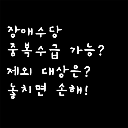 장애수당 중복수급 가능한 급여와 제외되는 대상