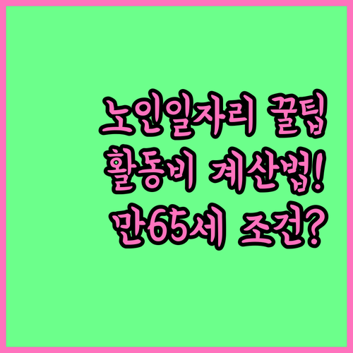 노인일자리 활동비 계산방법과 만 65세 참여조건