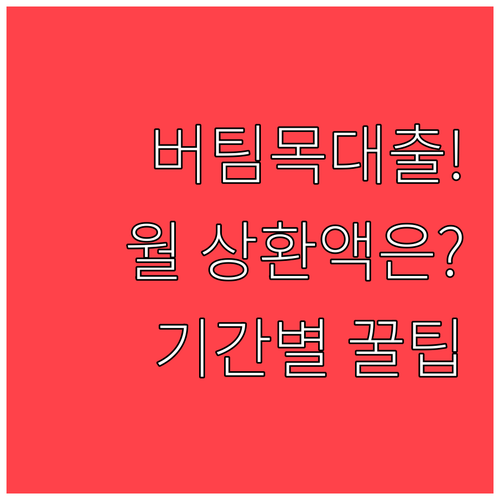 청년전용 버팀목대출 월 상환액 계산 방법과 기간별 금액